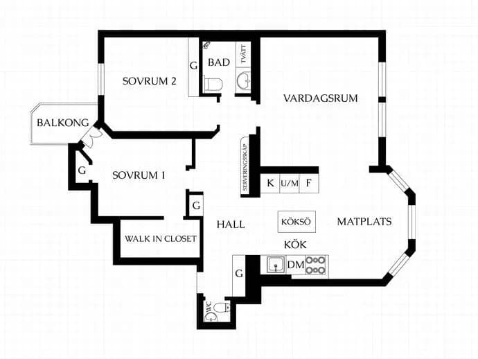 Floor plan for Karlbergsvägen 56, 5 tr