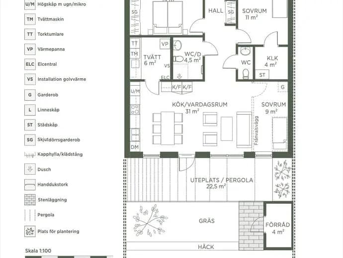 Floor plan for Radhus 1-1003