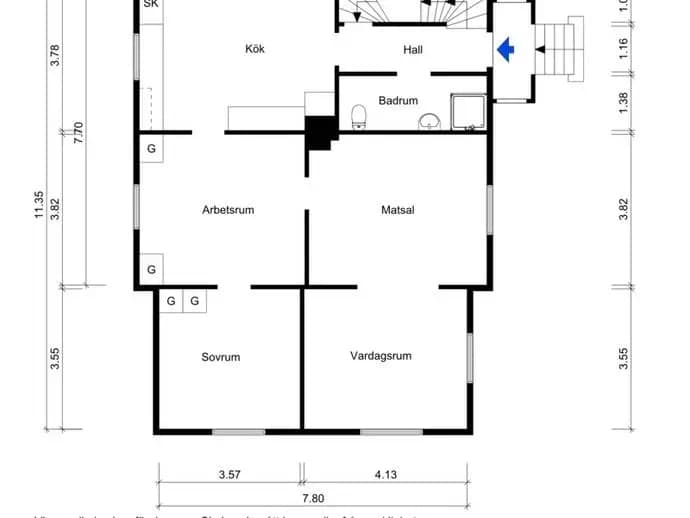 Planritning för Andra Kvillängsvägen 8