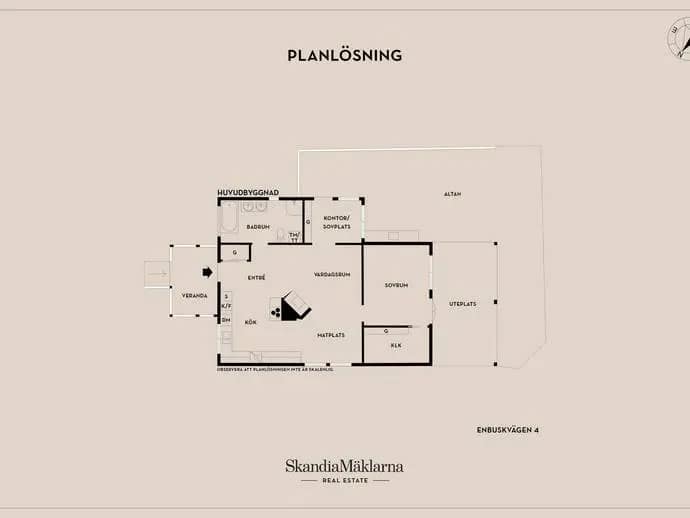 Planritning för Enbuskvägen 4