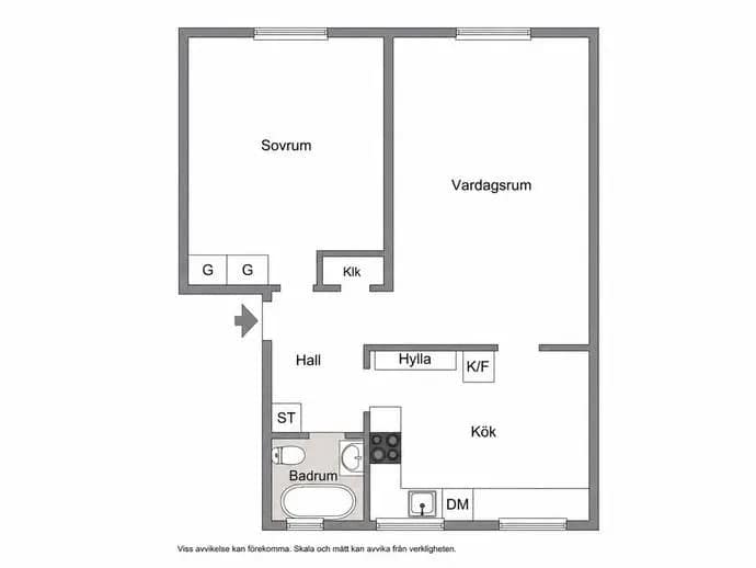 Planritning för Vallvägen 4a
