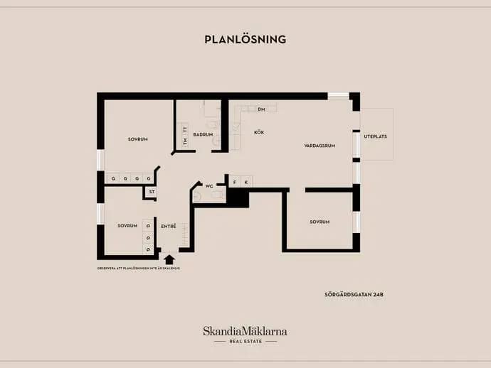Floor plan for Sörgärdsgatan 24B