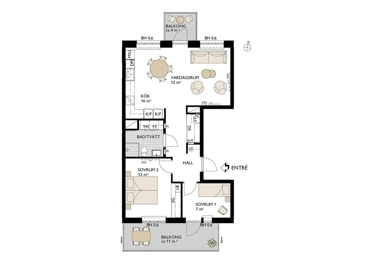 Floor plan for Spinnerigatan 9