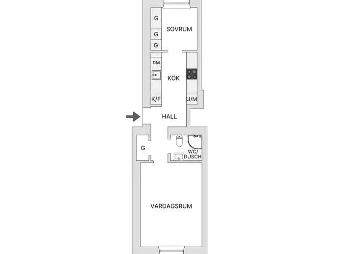 Floor plan for Tomtebogatan 1B, 2tr