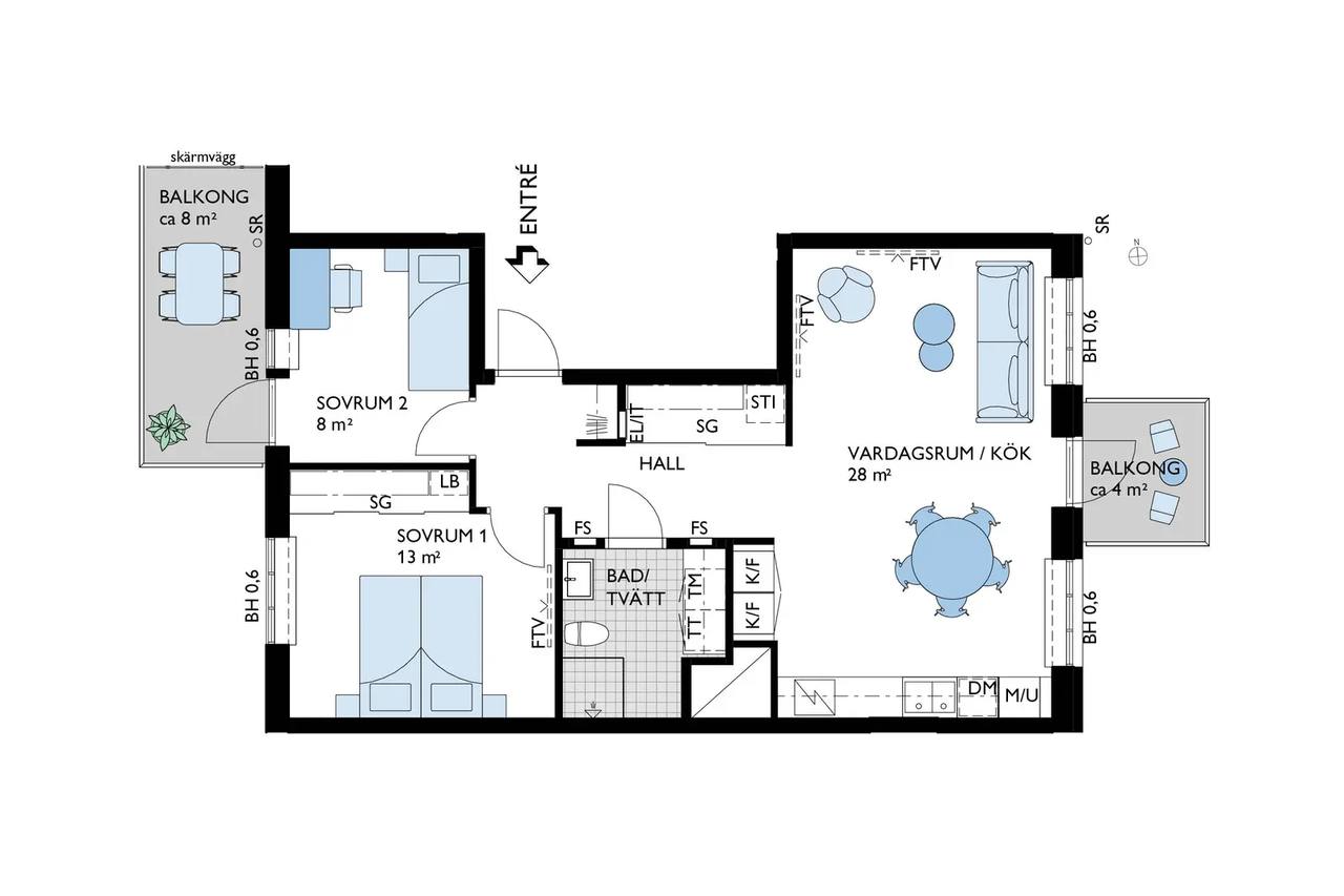 Floor plan for Gamlestadsvägen 6