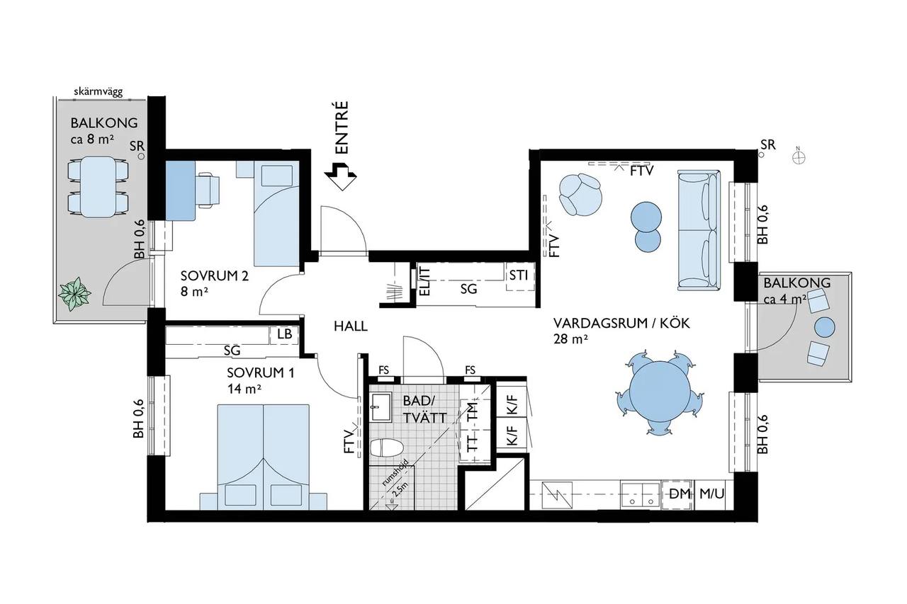 Floor plan for Gamlestadsvägen 6
