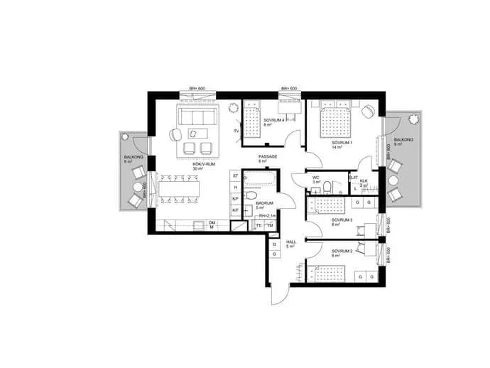 Floor plan for Ballonggatan 26 a