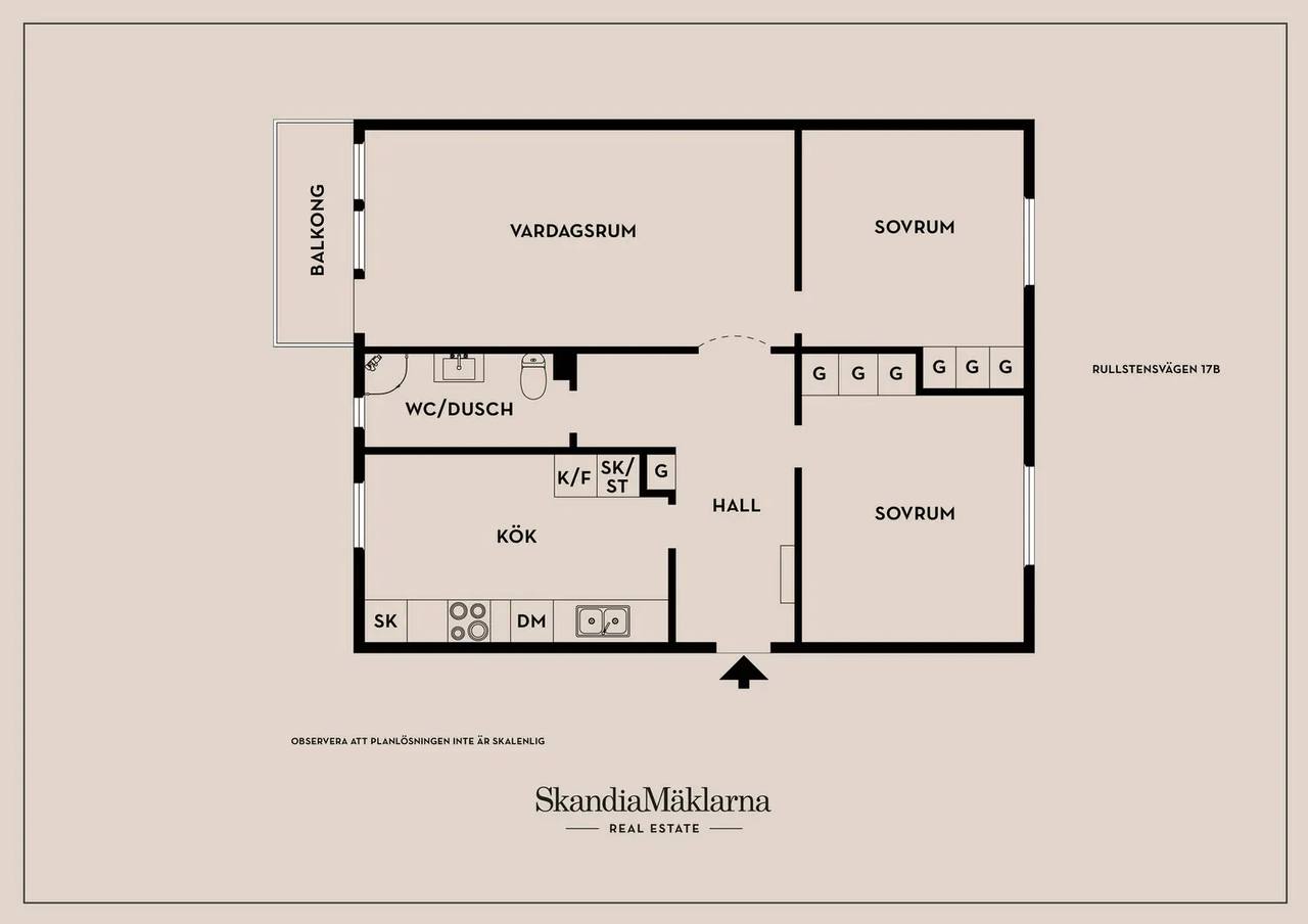 Floor plan for Rullstensvägen 17B
