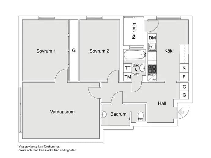 Floor plan for Skrakgränd 9, vån 3