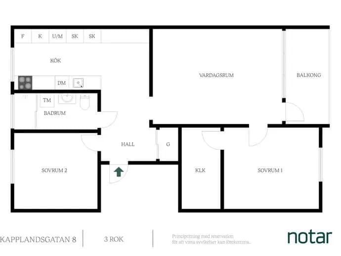 Planritning för Kapplandsgatan 8