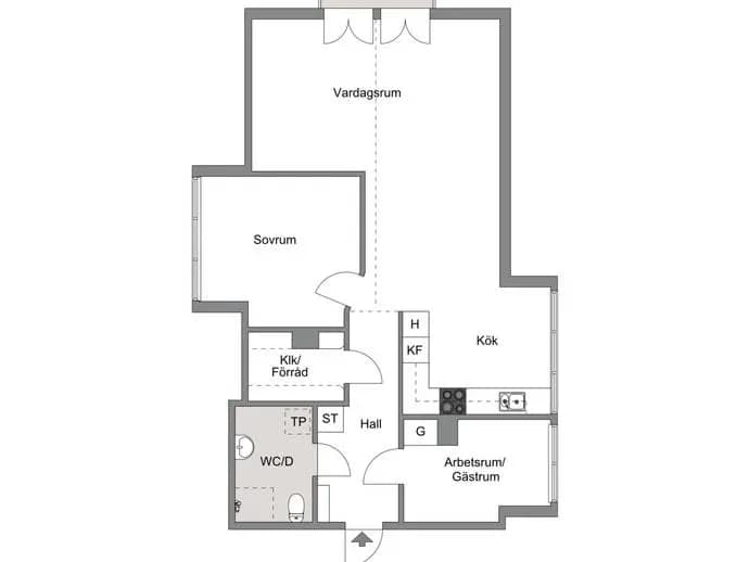 Planritning för Trädgårdsgatan 6 B