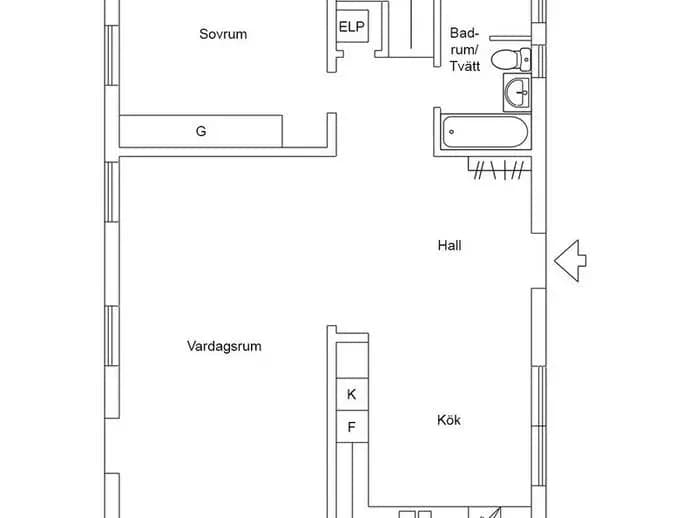 Planritning för Hästhovsvägen 6