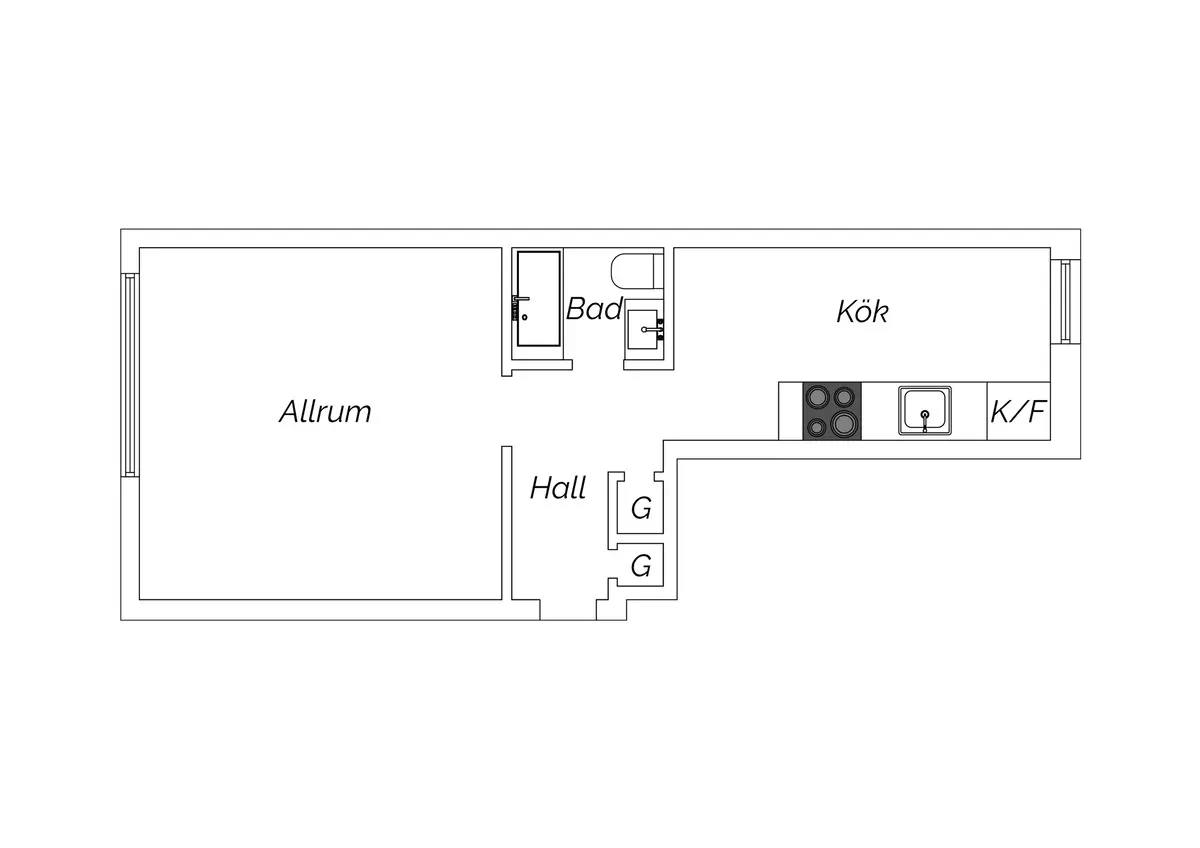 Floor plan for Eriksrogatan 1B