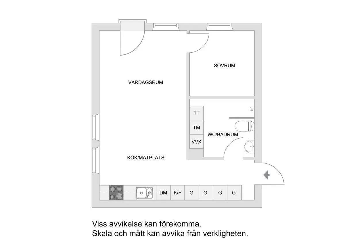 Floor plan for Oddegatan 10, 3 Tr