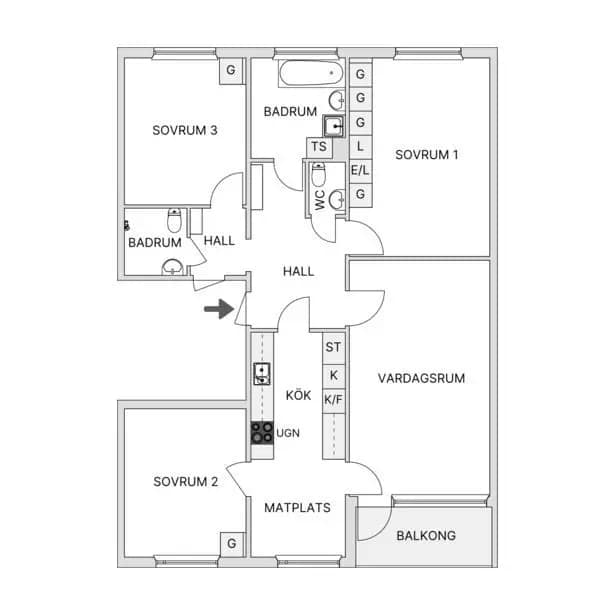 Floor plan for Gränsholmsbacken 13