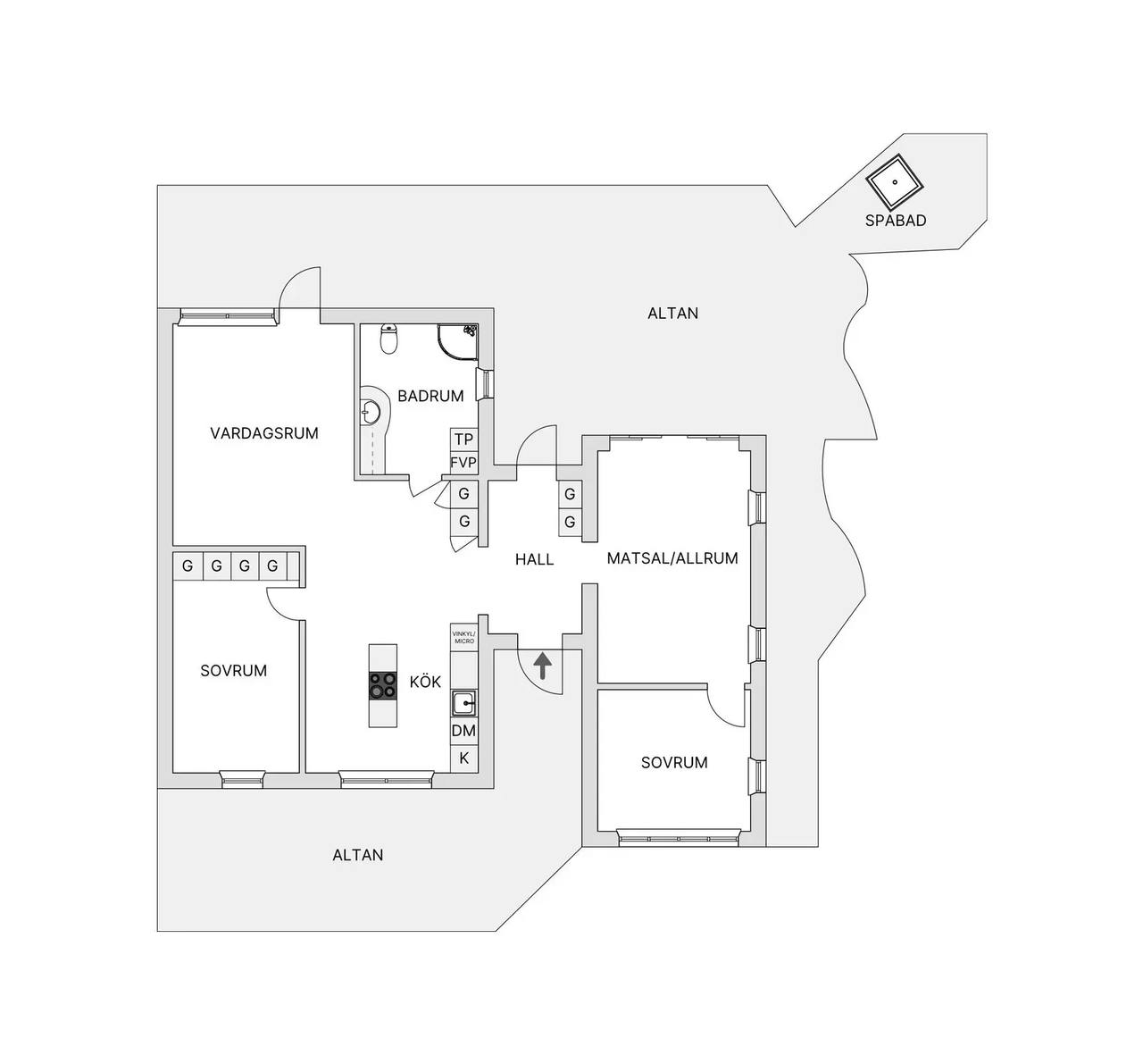 Planritning för Wedtorpsvägen 58