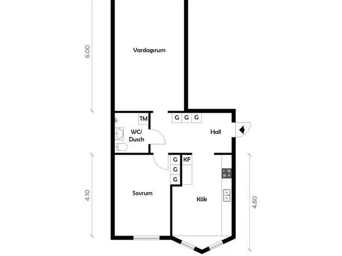 Floor plan for Karl Gustavsgatan 2A