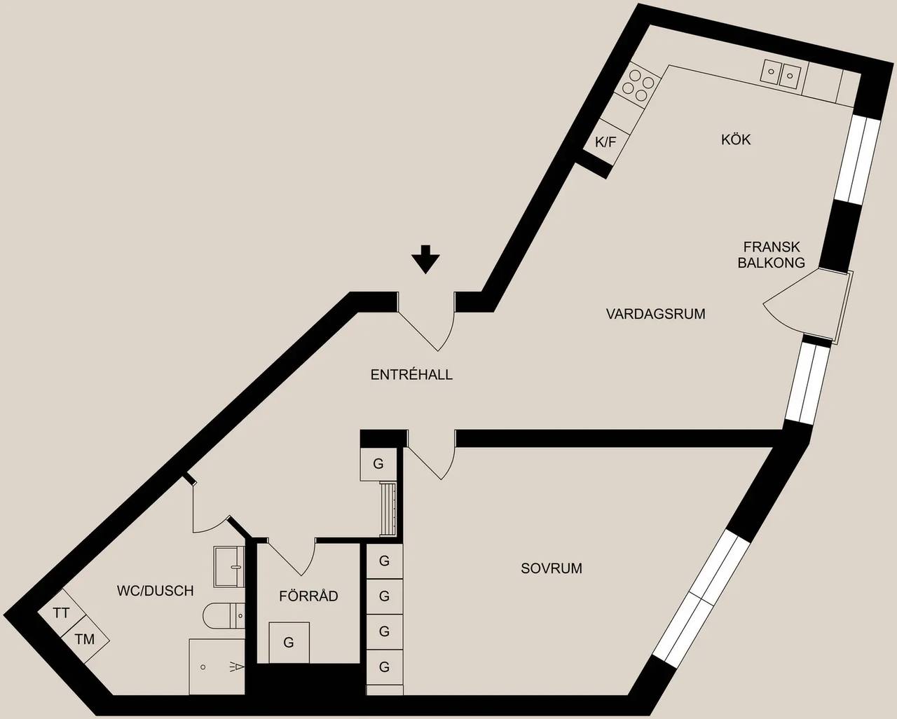 Planritning för Garvaregatan 4B