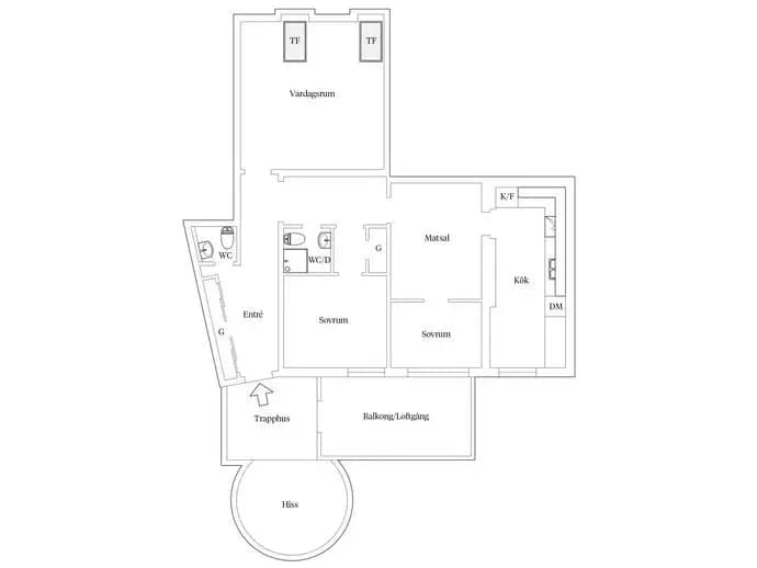 Planritning för Kullagatan 58