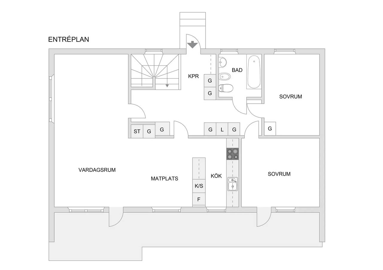 Planritning för Gyllenstiernas Väg 3