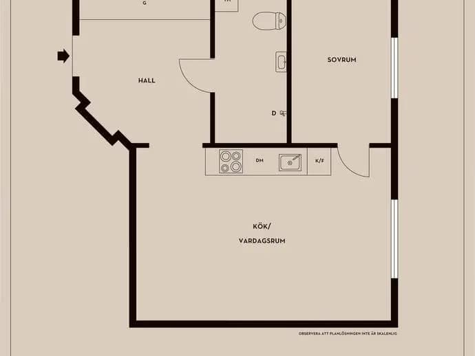 Floor plan for Dalagatan 86C, 2tr