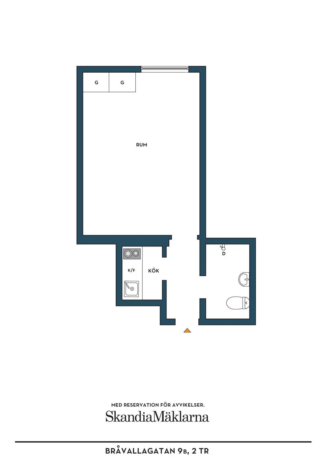 Floor plan for Bråvallagatan 9B, 2tr