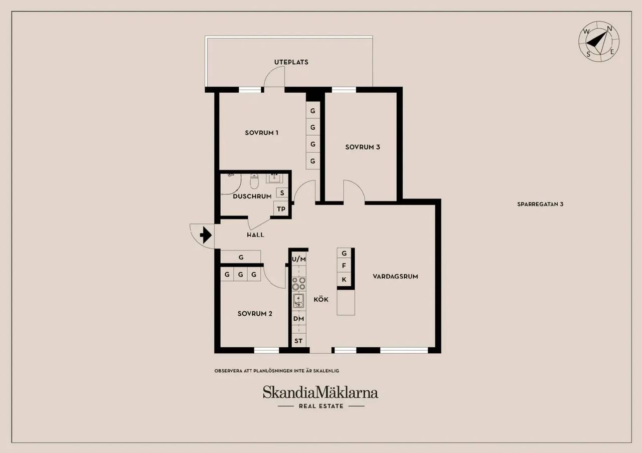 Planritning för Sparregatan 3
