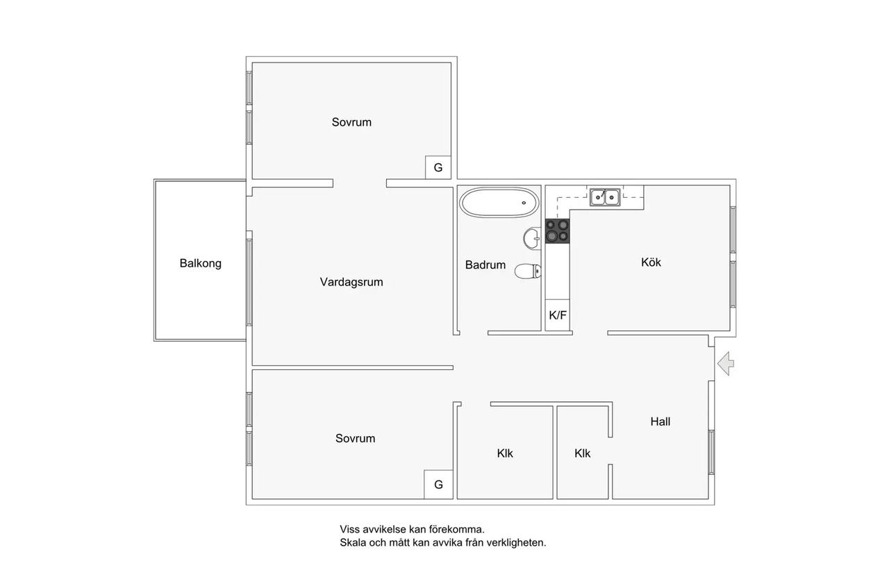Planritning för Ullvidevägen 23 2tr