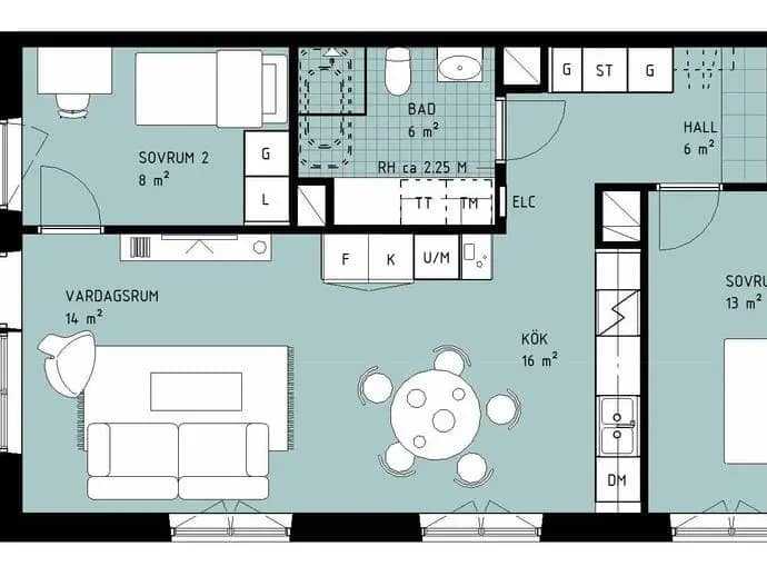 Floor plan for Tellusgatan 5