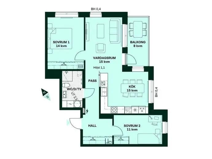 Floor plan for Tollarevägen 3