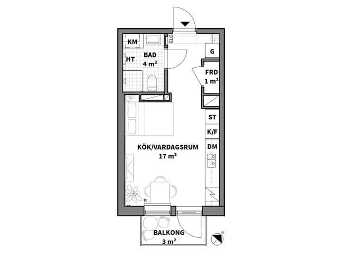 Planritning för Mittfältsgatan 8