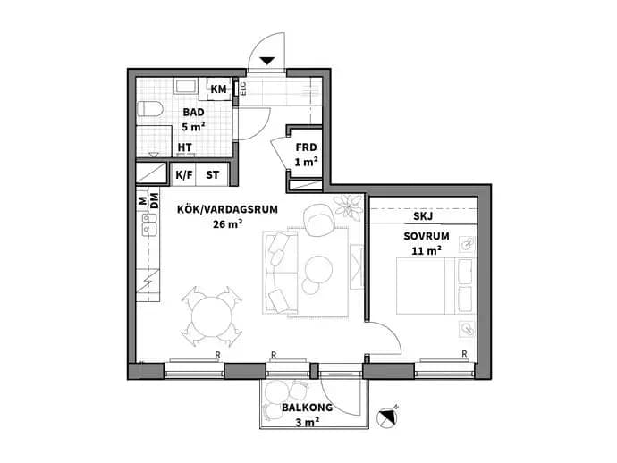 Planritning för Mittfältsgatan 8