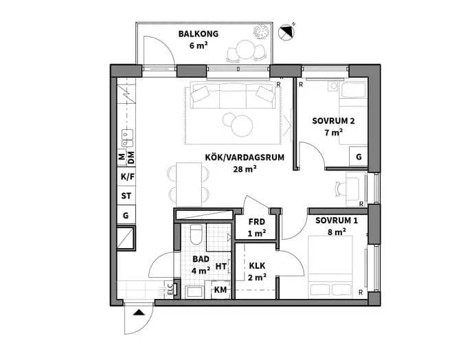 Floor plan for Mittfältsgatan 8