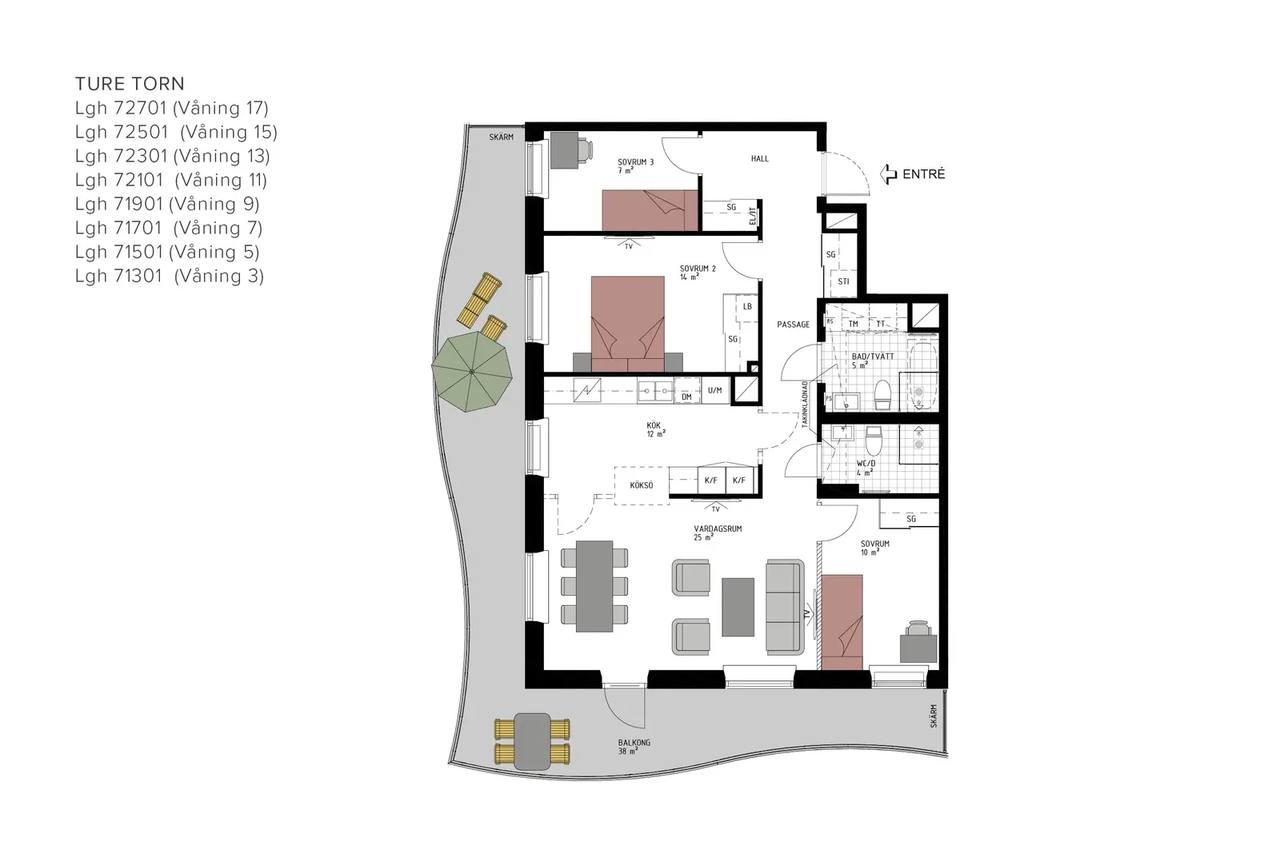 Floor plan for Malmplan 12
