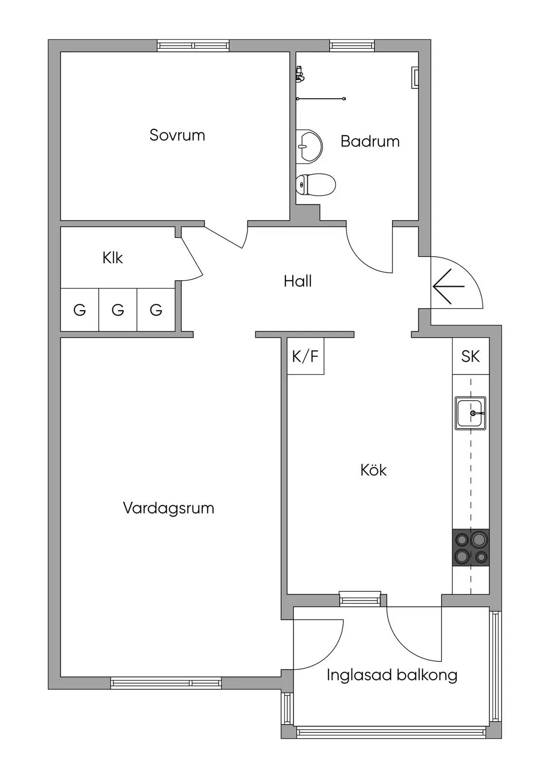 Floor plan for Söndagsgatan 35