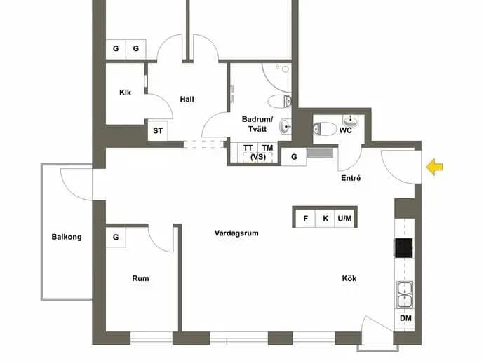 Floor plan for Ärlegatan 5D