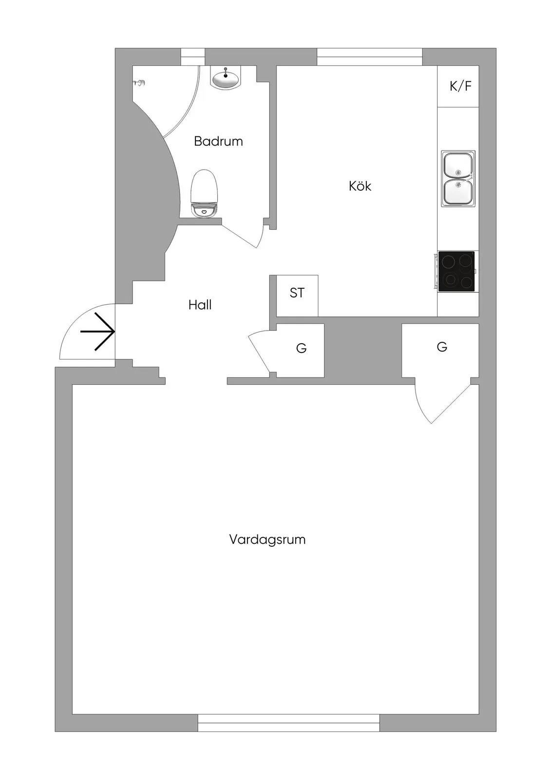 Floor plan for Lars Kaggsgatan 47B