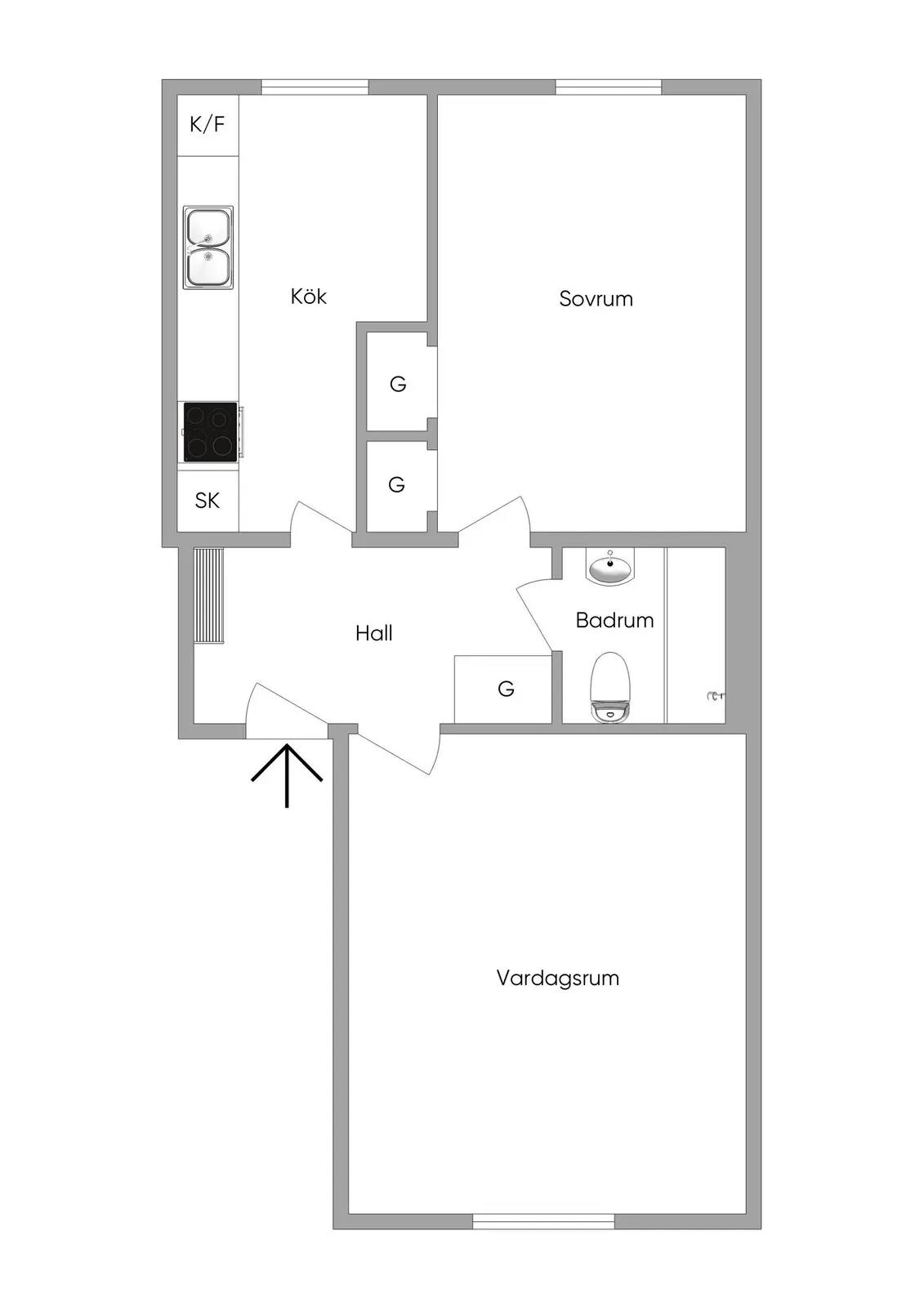 Planritning för Lilla munkebäcksgatan 12B