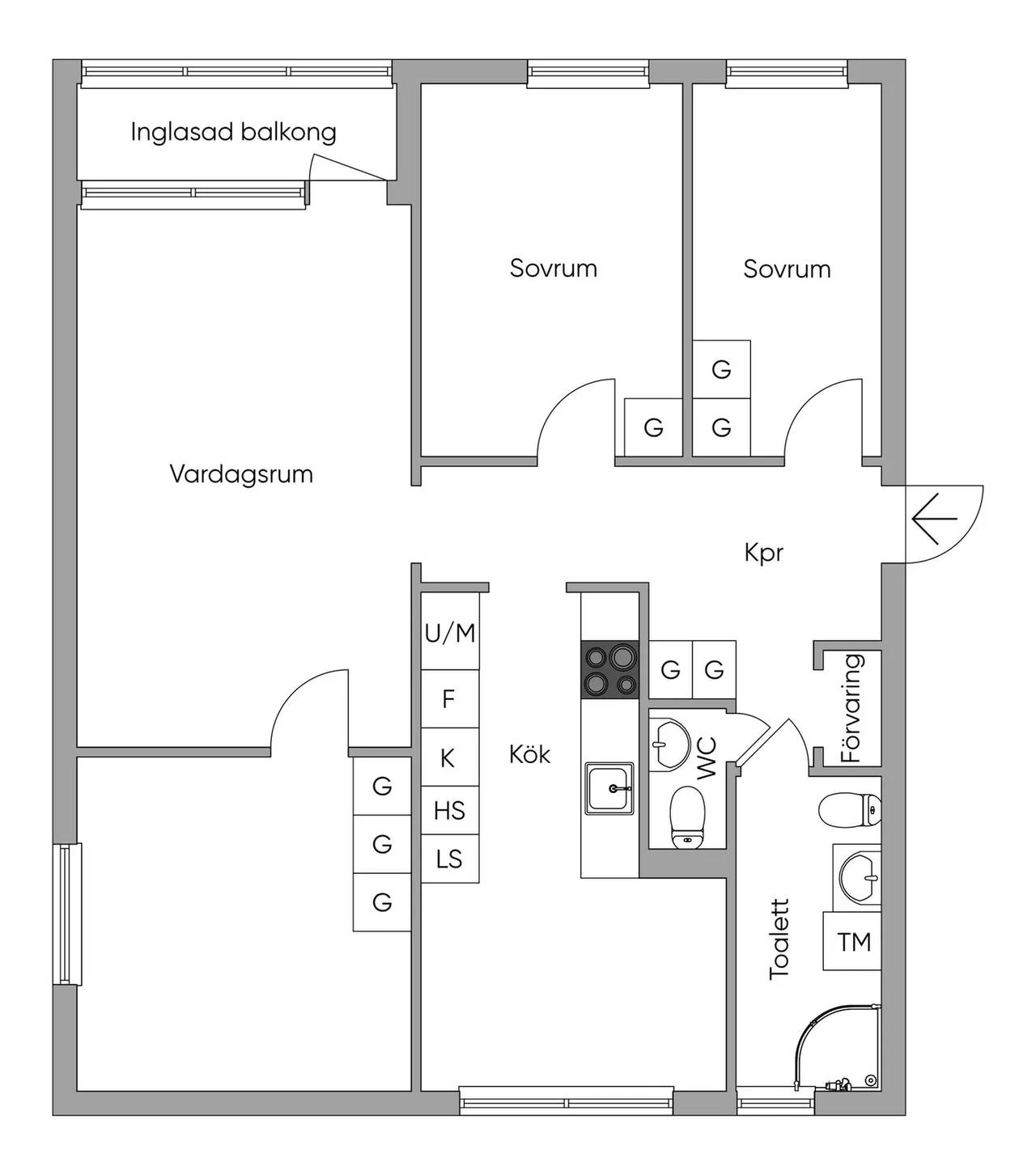 Floor plan for Södra Hunnetorpsvägen 63C
