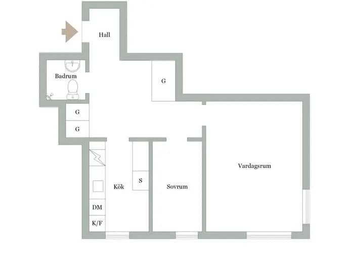 Floor plan for Hisingsgatan 2B