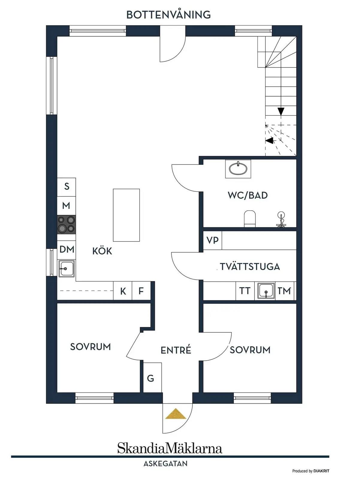 Floor plan for Askegatan 13A