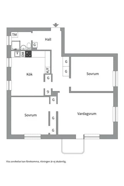 Planritning för Kyrkogårdsgatan 16F