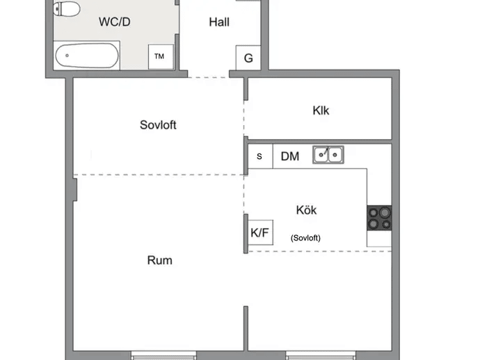 Floor plan for Stora Kvinns väg 78, vån 3