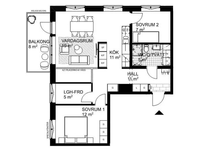 Floor plan for Bällstavägen