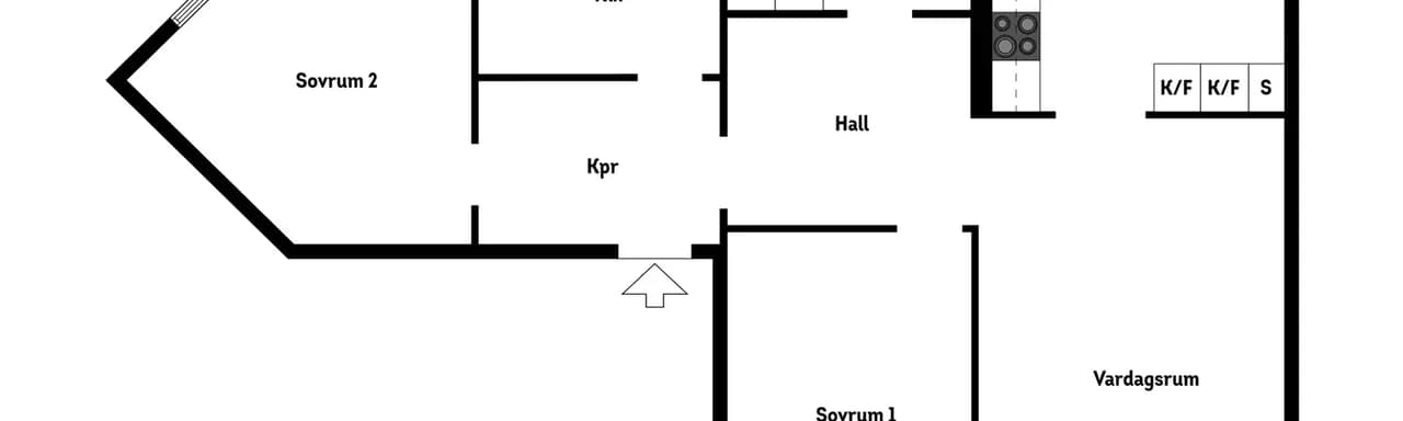 Planritning för Bergsvägen 1B