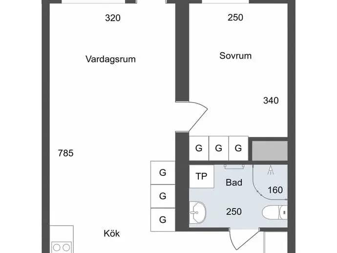 Planritning för Hanvedens Allé 37
