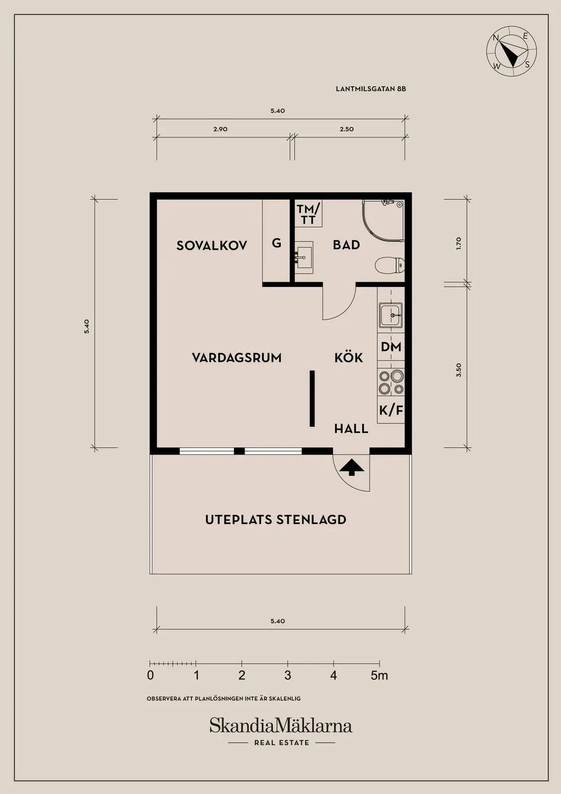 Floor plan for Lantmilsgatan 8B