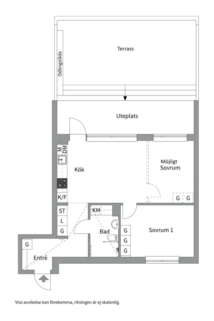 Planritning för Mariehällsvägen 30H