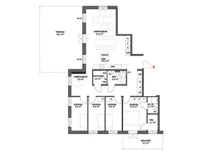 Floor plan for Lojovägen 88