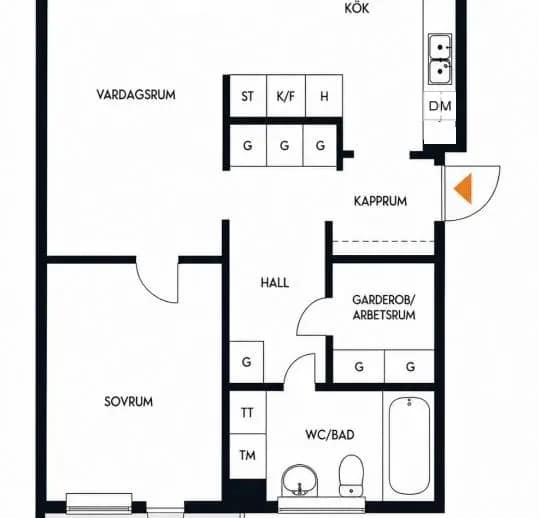 Floor plan for Sångvägen 2B